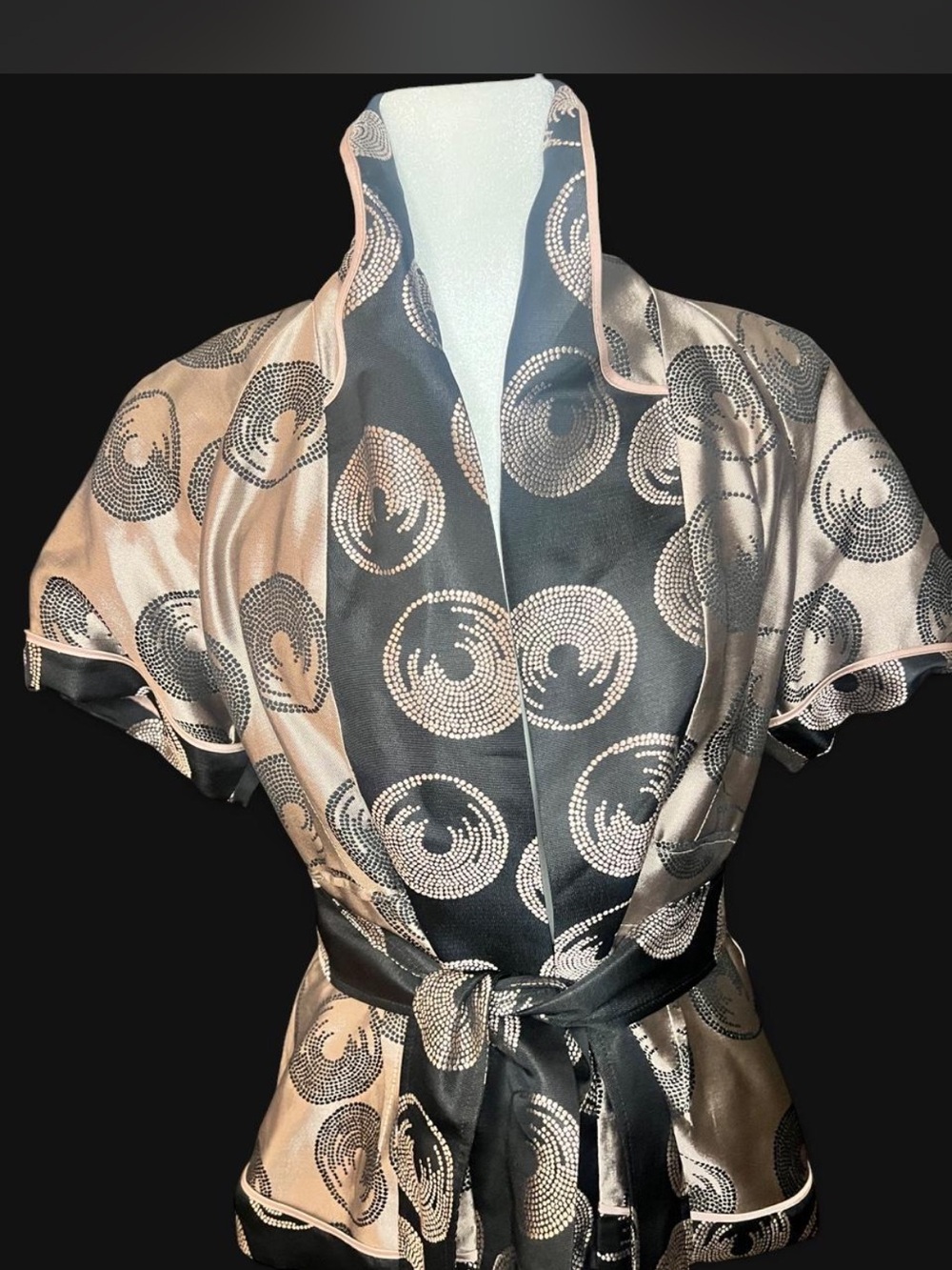 BCBG SILK  Shirt Wrap - Black and Champagne